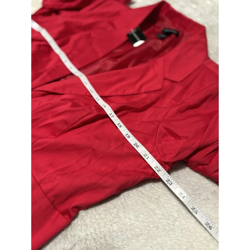 New Ashley Stewart Women's Red Ruched 3/4 Sleeves‎ Blazer Jacket Size 18